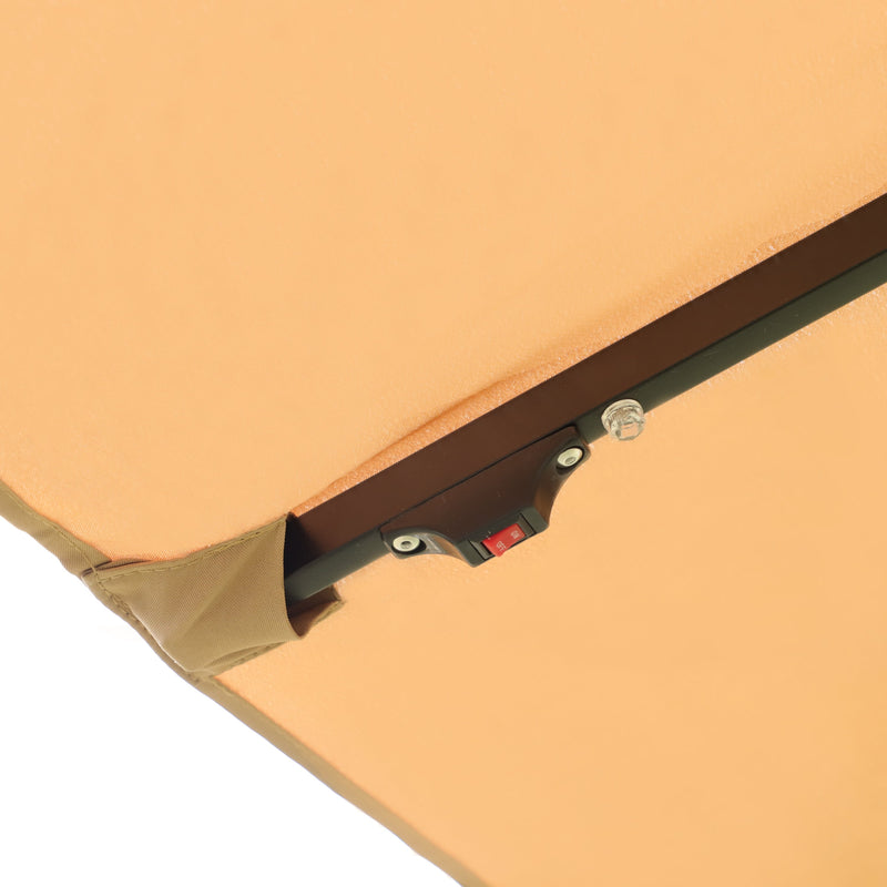 15x9ft Large Double-Sided Rectangular Outdoor Twin Patio Market Umbrella with light and base- taupe