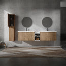 84" Wall-Mounted Bathroom Vanity With Sink and Side Cabinet