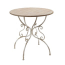 Round Wooden Table With Metal Scrollwork Legs - White Washed by Unique Piece Furniture