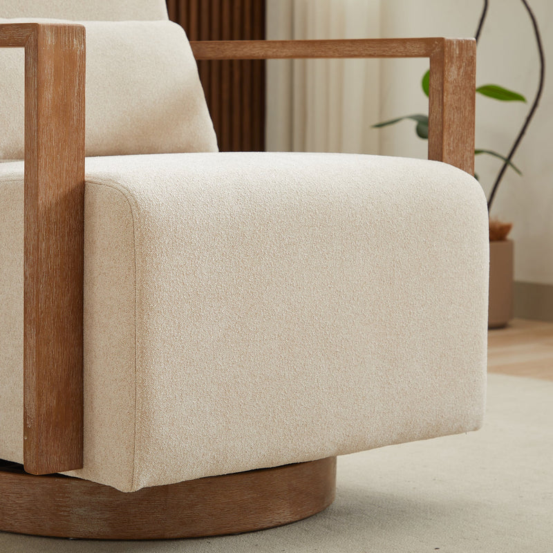 Walker Edison | Linen Swivel Modern Accent Chair