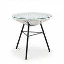 Nusa Outdoor Synthetic Wicker Glass-Top Side Table by HouseOfZazla
