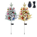 2Pcs Solar Powered Lighted Christmas Tree Urn Filler With Light Artificial Xmas Trees Light with Berries Decor Balls LED Pathway Pine Tree IP44 Waterp
