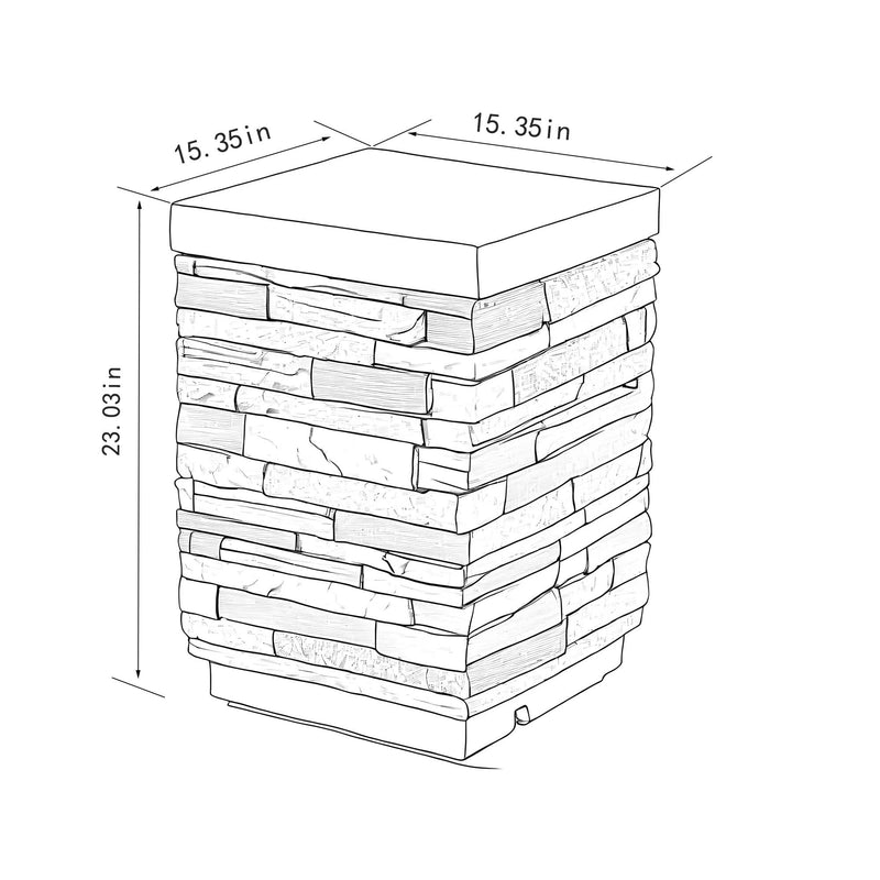 Sandstone Outdoor Propane Tank Holder Fire Pit Cover Side Table Lightweight Concrete 15.35 x 15.35 x 23 inches