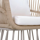 Outdoor 7-Piece Dining Set - Rectangular Teak Wood Table + 6 Wicker Chairs with Cushions by HouseOfZazla