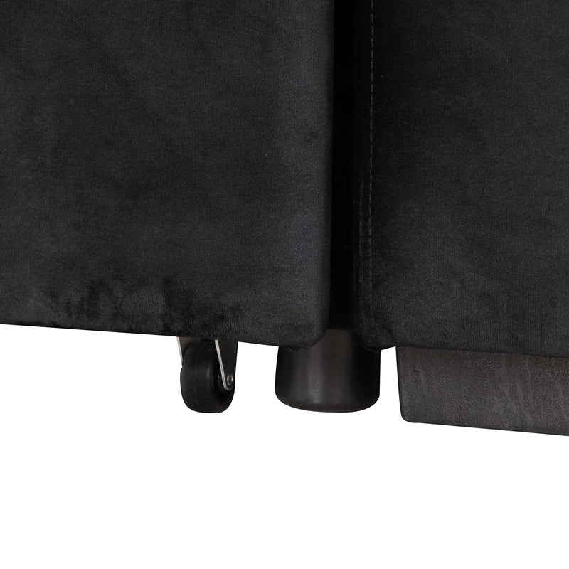 87.4" Sleeper Sofa Bed,2 in 1 Pull Out sofa bed L Shape Couch with Storage Ottoman for Living Room,Bedroom Couch and Small Apartment, Black