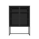 47.2 inches high Metal Storage Cabinet with 2 Mesh Doors, Suitable for Office, Dining Room and Living Room, Black