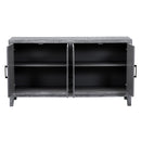 4-door Retro Sideboard with Adjustable Shelves, Two Large Cabinet with Long Handle, for Living Room and Dining Room (Light Gray)