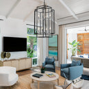 18' Modern 8-Light Black & Chrome Geometric Pendant Chandelier