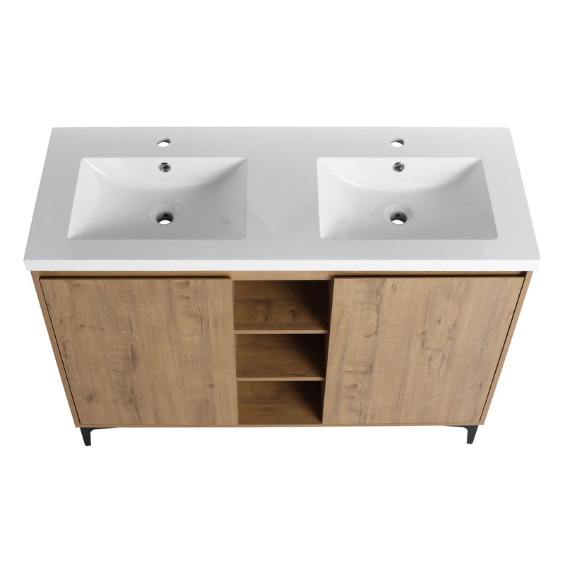 48" Freestanding Bathroom Vanity With Double Sink, Soft Closing Door Hinge (KD-Package)G