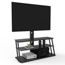 Multi-Function Angle And Height Adjustable Tempered Glass TV Stand - Black by Unique Piece Furniture