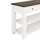 48" Solid Pine Wood Top Console Table, Modern Entryway Sofa Side Table with 3 Storage Drawers and 2 Shelves. Easy to Assemble (Antique White+ Brown Top)