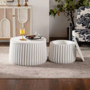 White Round Storage Table Set with Lift-Off Lid