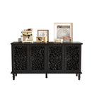 60" Antique Buffet Cabinet with Floral Carvings