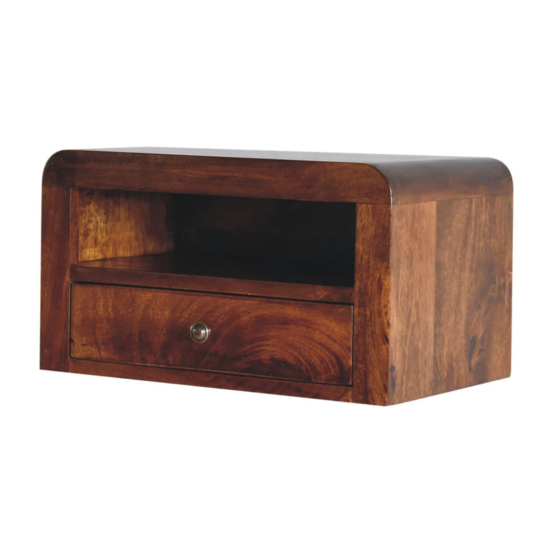 Chunky Chestnut Floating Bedside, 1-Drawer, 1 Open Slot, photo 3 of 10