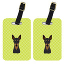 Checkerboard Lime Green Min Pin Luggage Tag