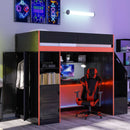 Gaming Loft Bed With Desk And Storage, LED Lights by Unique Piece Furniture