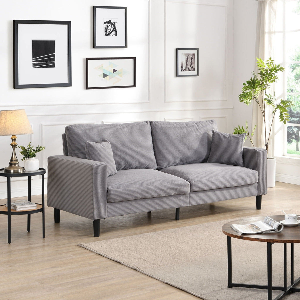 Modern Upholstered 3 Seat Sofa, High Resilience, photo 6 of 12