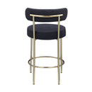 Modern Sherpa Counter Height Stools, Uphsoltered Seat Height Barstools With Brushed Brass Metal Legs Round Low Back Kitchen Stools With Footrest For Dining Room (Set of 2) by HouseOfZazla