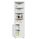 Tall Corner Storage Cabinet With 2 Doors, 5-Tier With Adjustable Shelves, Freestanding - White by HouseOfZazla