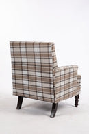 Upholstered Accent Chair with Brown Linen Fabric and Nailhead Trim by HouseOfZazla