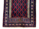 3x5 Vintage Handmade Tribal Wool Rug Balouchi Prayer Rug Afghan Rug Red Blue Wow