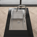 Stainless Steel Kitchen Sink, 32"x19" Single Bowl, Overmount Handmade Brushed Nickel by HouseOfZazla