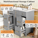 Bathroom Vanity With Ceramic Sink, Soft Close Doors, Adjustable Shelves by HouseOfZazla