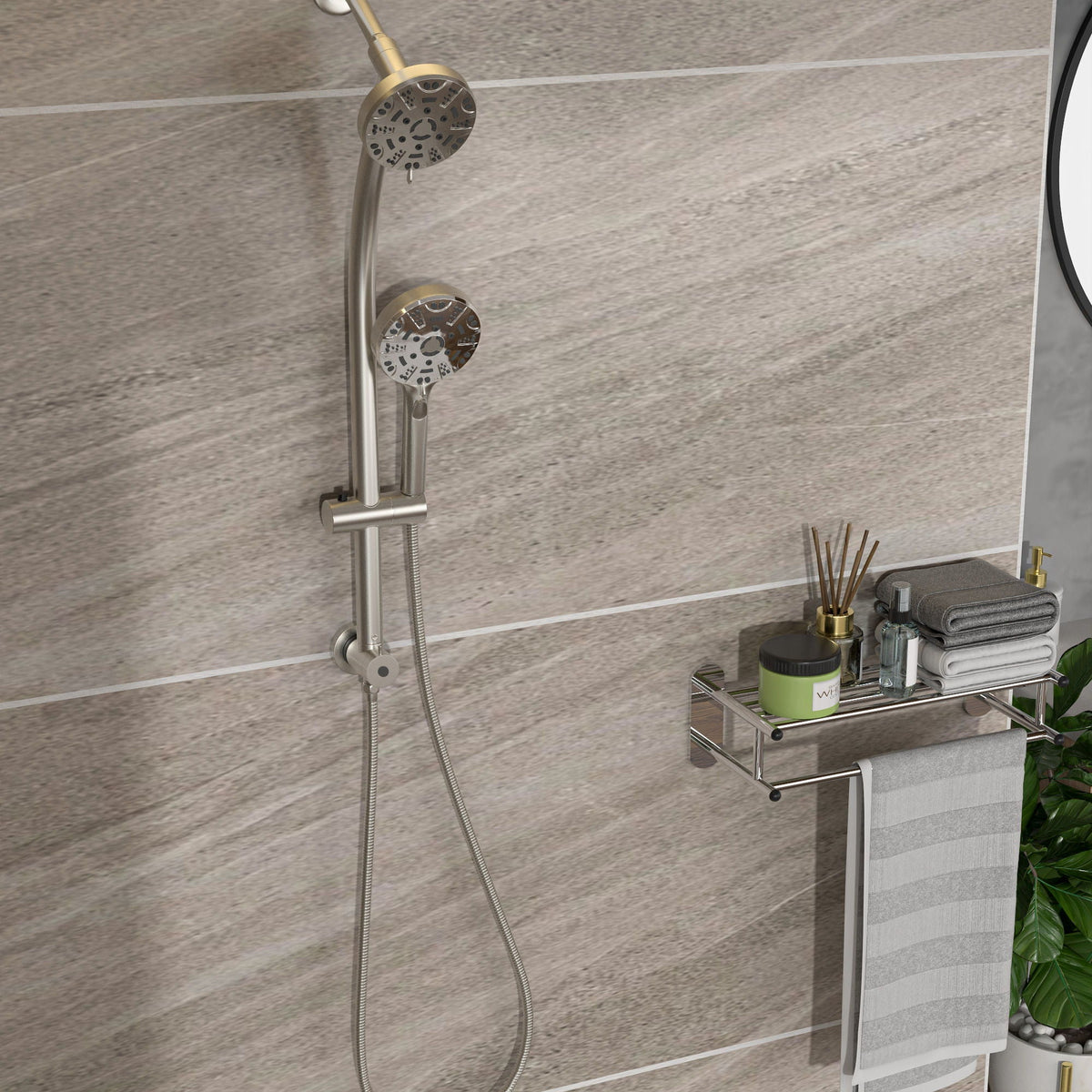 Multi Function Dual Shower Head System With 4.7" Rain Showerhead, 8 Function Hand Shower, Adjustable Slide Bar, photo 9 of 25