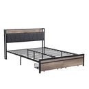 Modern Bed Frame With LED Lights, Upholstered Headboard, USB Charging by Unique Piece Furniture