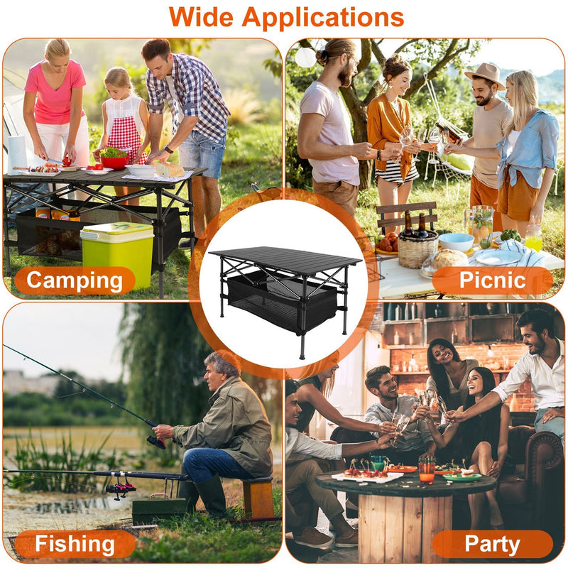 Folding Camping Table Portable Lightweight Aluminum Roll-up Picnic BBQ Desk with Carrying Bag Heavy Duty Outdoor Beach Backyard Party Patio, photo 8 of 9