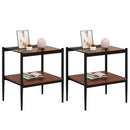 Modern Rectangle End Table (Set of 2) With Tempered Glass Tabletop And Layer - Brown by HouseOfZazla