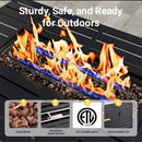 Outdoor 2 In 1 Propane Fire Pit Table With Lid & Glass Shield, Rectangular Fire Table, Lava Rock & Cover - Black by HouseOfZazla