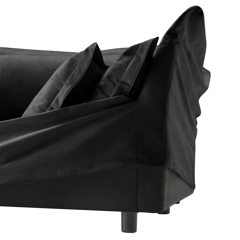 Slipcovered U Shape Sectional Deep Seat Sofa Couch, 3 Seater Sofa with French Edges Design Multiple Big Pillows, Modular Deep Seat Sectional Sofa Comfy Cloud Couch for Living Room, Apartment,Chenille