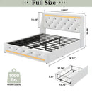 Wingback Upholstered Bed Frame With LED Lights, Charging Station