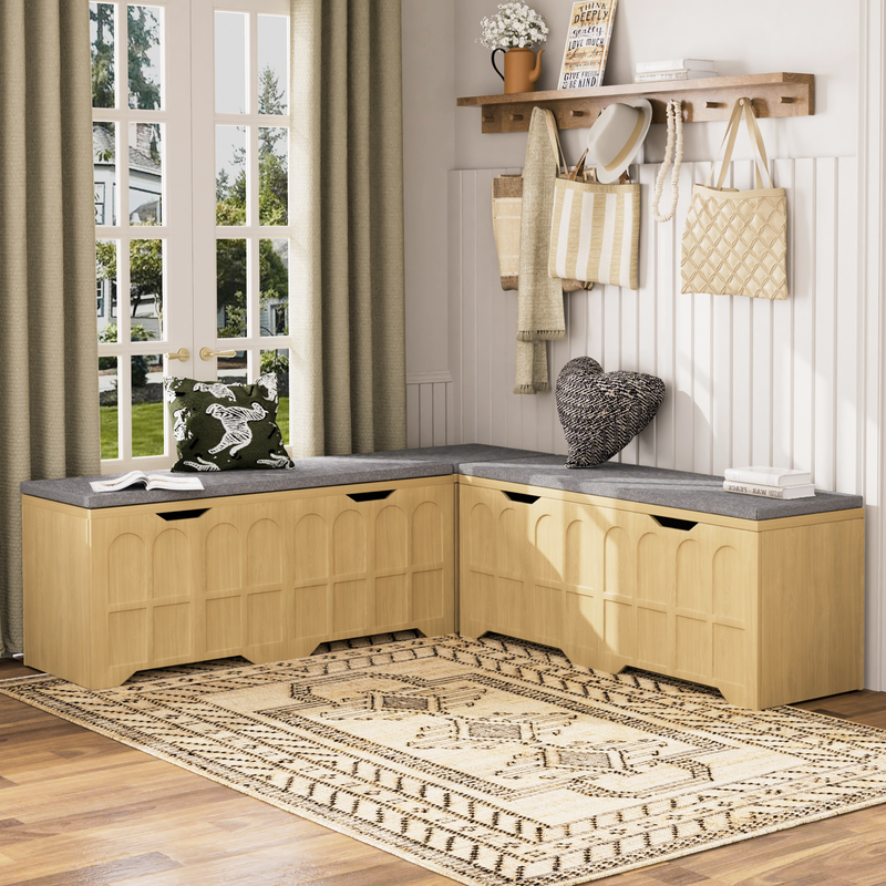 3-Piece L-Shaped Multifunctional Storage Bench, photo 7 of 10