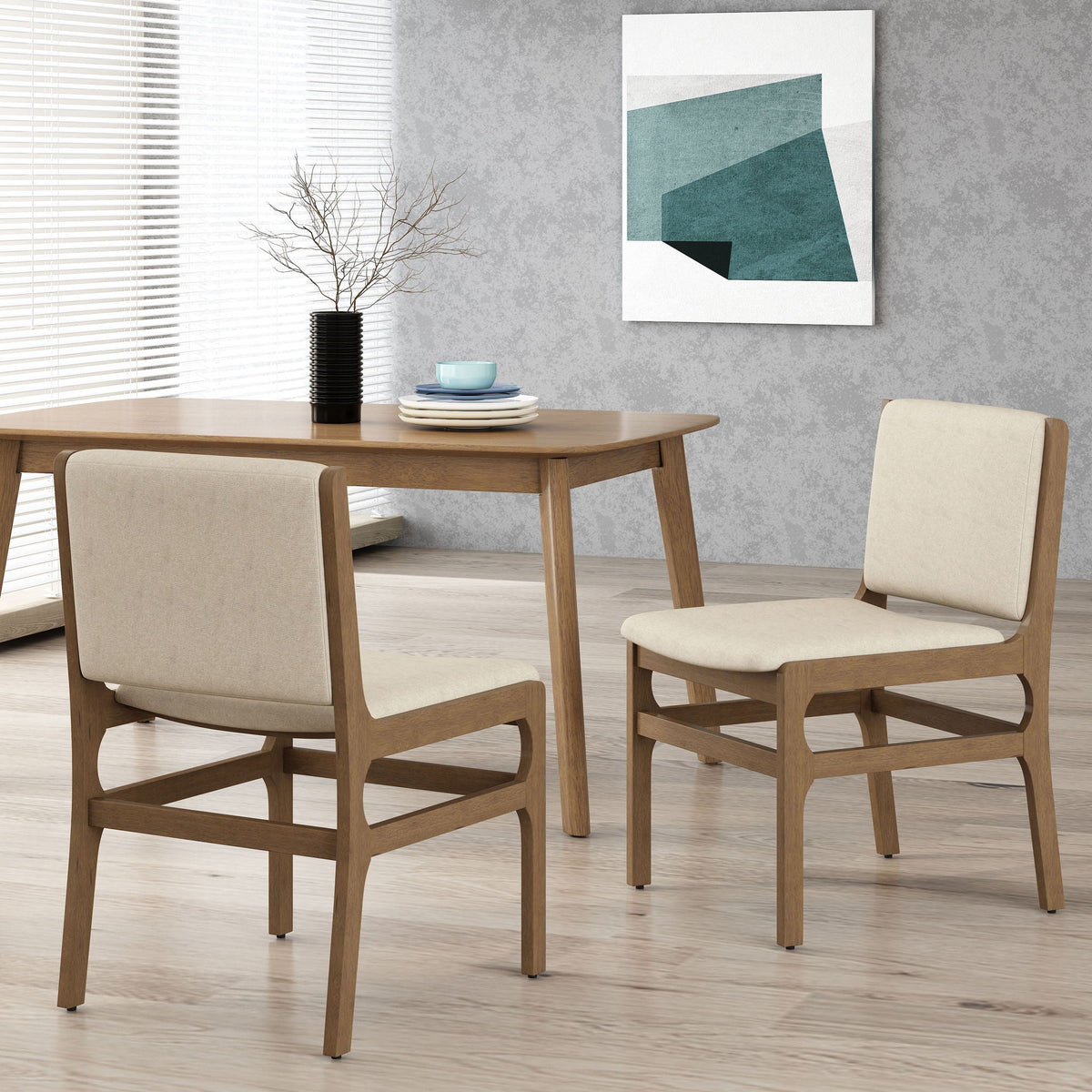 Contemporary Dining Chair Set Upholstered Fabric With Rubberwood Frame, photo 5 of 14