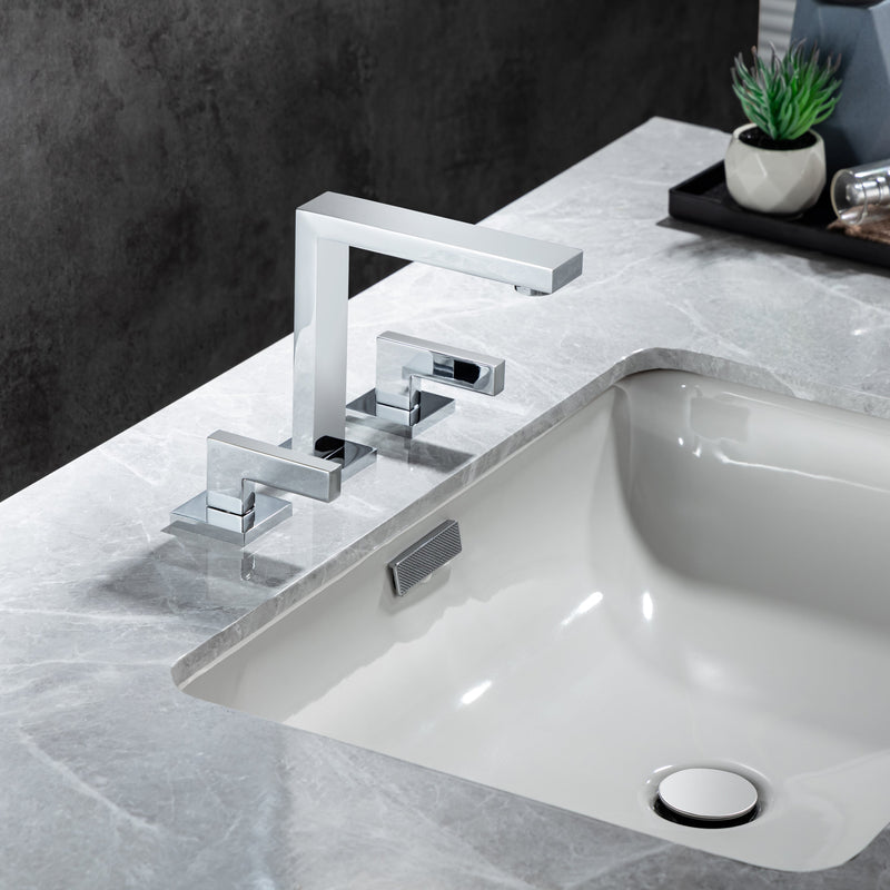 8 inch Widespread Bathroom Faucet Matte Black Bathroom Faucets for Sink 3 Hole Brass 2 Handle Lavatory Square Faucet Modern rv Bathroom Faucets