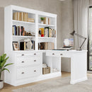 83.4"Tall Bookshelf &Writting Desk Suite,Modern Bookcase Suite with LED Lighting, Drawers,Study Desk and Open Shelves,2-Piece Set Storage Bookshelf for Living Room,Home Office,Study room,White