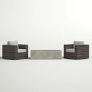 Outdoor Rattan Wicker Seating Set With Cushions 2 Person Patio Furniture - Espresso / Gray by HouseOfZazla