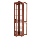 Corner Curio Cabinet With Lights, Adjustable Shelves, Mirrored Back - Walnut by HouseOfZazla
