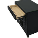 1 Piece Nightstand Upholstery Textured Look Luxurious Feel Drawer Fronts Crystal Style Knobs - Black by HouseOfZazla