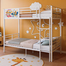 Bunk Bed, Convertible To 2 Separate Twin Size Beds With Full Length Guardrail & Ladder, No Box Spring Needed - White by HouseOfZazla