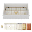Workstation, Single Bowl Apron Front Kitchen Sink - White by HouseOfZazla
