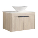 30" Modern Design Float Bathroom Vanity With Ceramic Basin Set, Wall Mounted White Oak Vanity With Soft Close Door, KD-PackingD-Packing Pieces