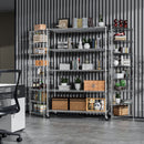 5 Tier 6000lbs Heavy Duty Adjustable Storage Rack Metal Shelf Wire Shelving Unit with Wheels & Shelf Liners - 82" H x 48" L x 24" D - Chrome