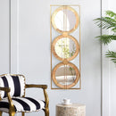 3 Mirror Piece Wall Mirror InRectangular Frame, Home Wall Decor For Bedroom Living Room - Brown