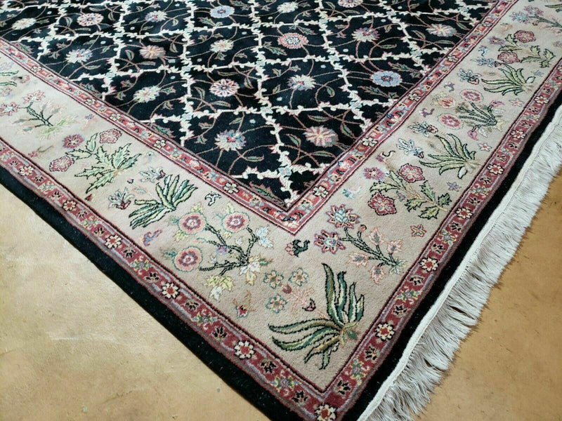 6' X 9' Handmade India Floral Oriental Wool Rug Carpet Hand Knotted Nice Black