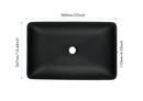 14.38" L -22.25" W -4-3/8 in. H Matte Shell Glass Rectangular Vessel Bathroom Sink in Black with Faucet and Pop-Up Drain in Matte Black
