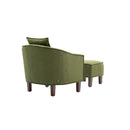 Accent Chair with Ottoman, Mid Century Modern Barrel Chair Upholstered Club Tub Round Arms Chair for Living Room