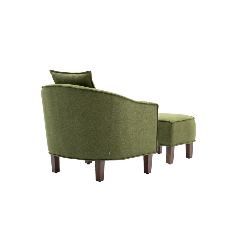 Accent Chair with Ottoman, Mid Century Modern Barrel Chair Upholstered Club Tub Round Arms Chair for Living Room